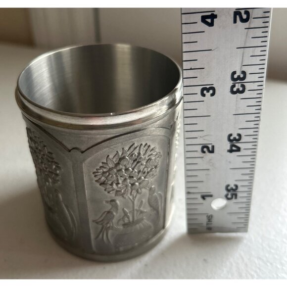 Handcrafted German Bird Embossed Pewter Decorative Trinket Jar With Lid - Picture 4 of 5